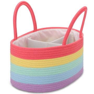 Comse Large Diaper Caddy Organizer For Girl Boy, Baby Caddy, Car Diaper Caddy With Handles, Cotton Rope Diaper Basket, Gift Bask
