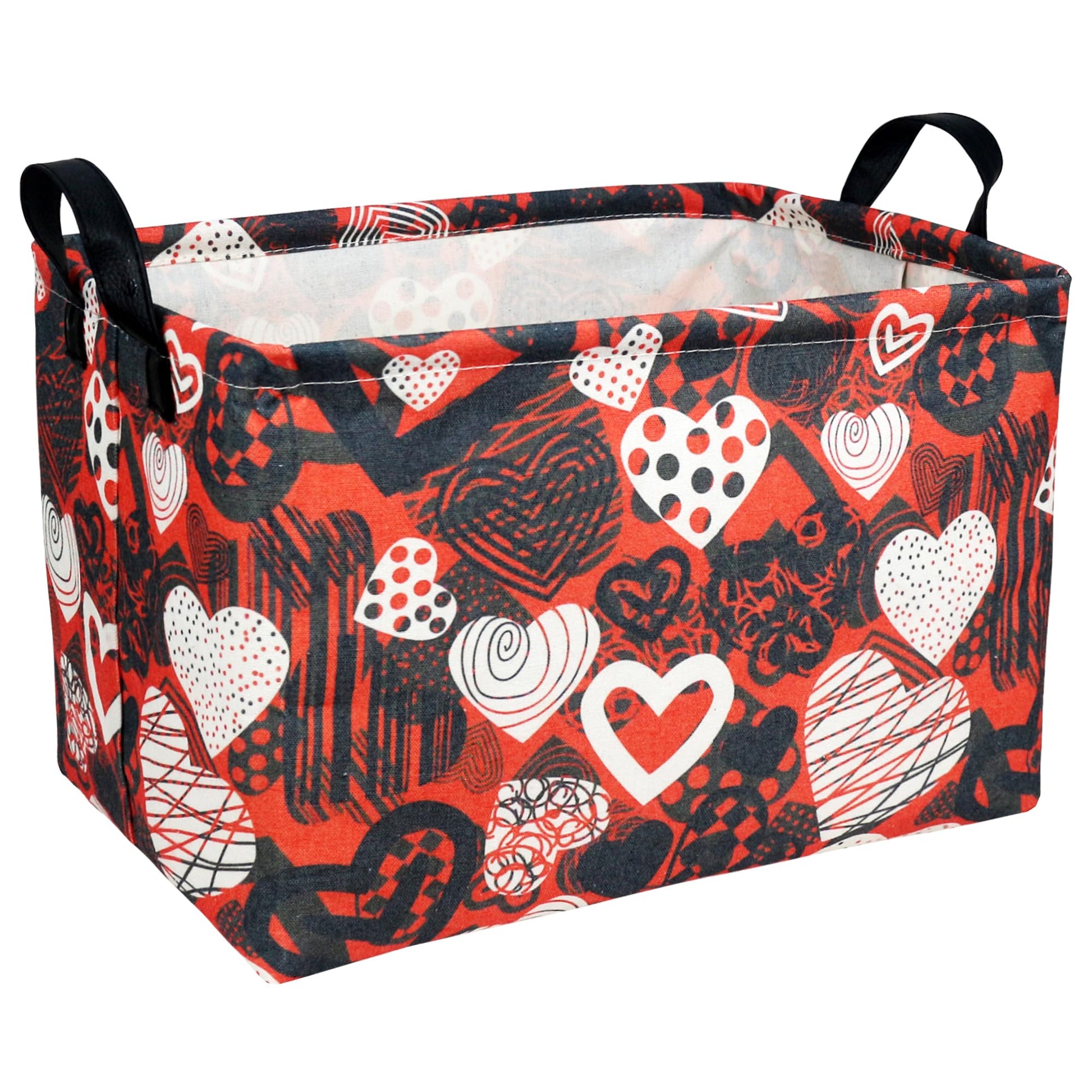 ASKETAM Valentines Day Basket Gift for Empty Cute Heart Large Storage Bin for Kid and Baby Room D  cor (Black and White Creativ