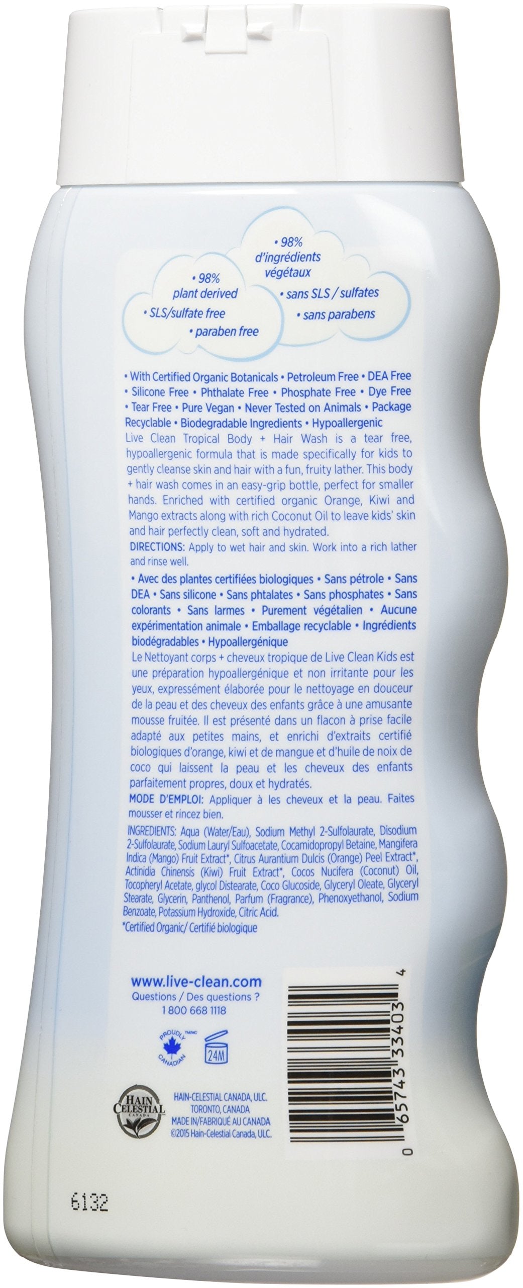 Live Clean Kids Tear Free Hypoallergenic Formula Body And Hair Wash