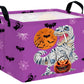 BOOHIT Large Halloween Themed Candy Gift Boo Basket for Kids Baby Personalized Adults Storage Bin Fall Decor(Purple Dinosaur)