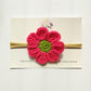 Tinyshiny_Crochet Daisy Flower Bow With Baby Soft Headband (PinkGreen)