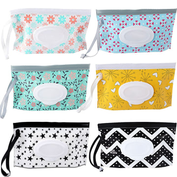 Febsnow 6 Pack Baby Wipes Dispenser, Portable Refillable Wipe Holder, Baby Wipes Container, Reusable Wipes Case, Baby Travel Wet