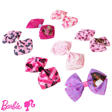 Luv Her Barbie Kids Bows - Hair Accessories Gift Set - Princess Hair Bows - 7 Pcs 4 Inch Bundle - Hair Bows For Girls - Barbie H
