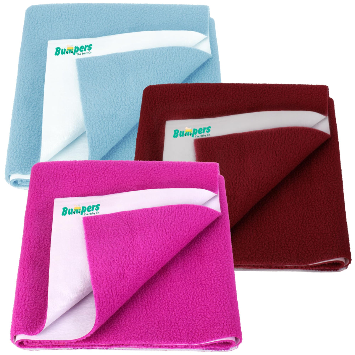 Bumpers AntiPiling Quick Dry & Absorbent Sheet Polycotton Baby Bed Protecting Waterproof Mat (Rani Pink, Maroon, Light Blue, Sm