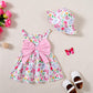 Baby Girl Dress Newborn Boho Summer Dress Halter Short Sleeve Floral Dresses Pink Baby Outfit Set Infant Clothes For Girls 0-3 M