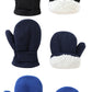 Baby Toddler Mittens Boys Girls Winter Outdoor Gloves Kids Easy-On Fleece Warm Mittens Black Blue Navy 3 Pairs M(1-2 Years)