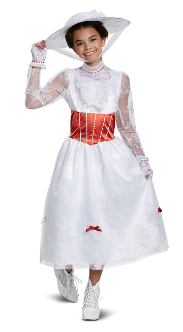 Disguise Disney Mary Poppins Deluxe Girls' Costume White, Large/(10-12)