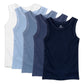 Honestbaby Sleeveless Muscle T-Shirts 100% Organic Cotton For Infant Baby And Toddler Boys, Girls, 5-Pack Ombre Blues, 3-6 Month