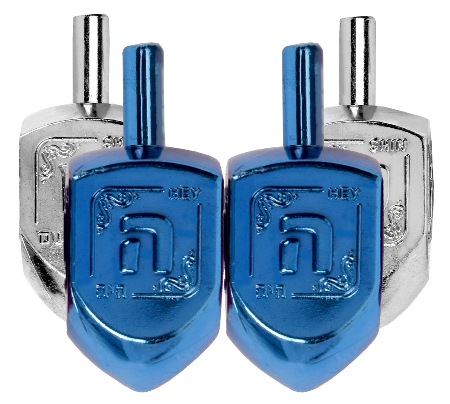 Hanukkah Dreidels - Metallic Blue And Silver Dreidel - 30 Pack Medium - Dreidels In Bulk