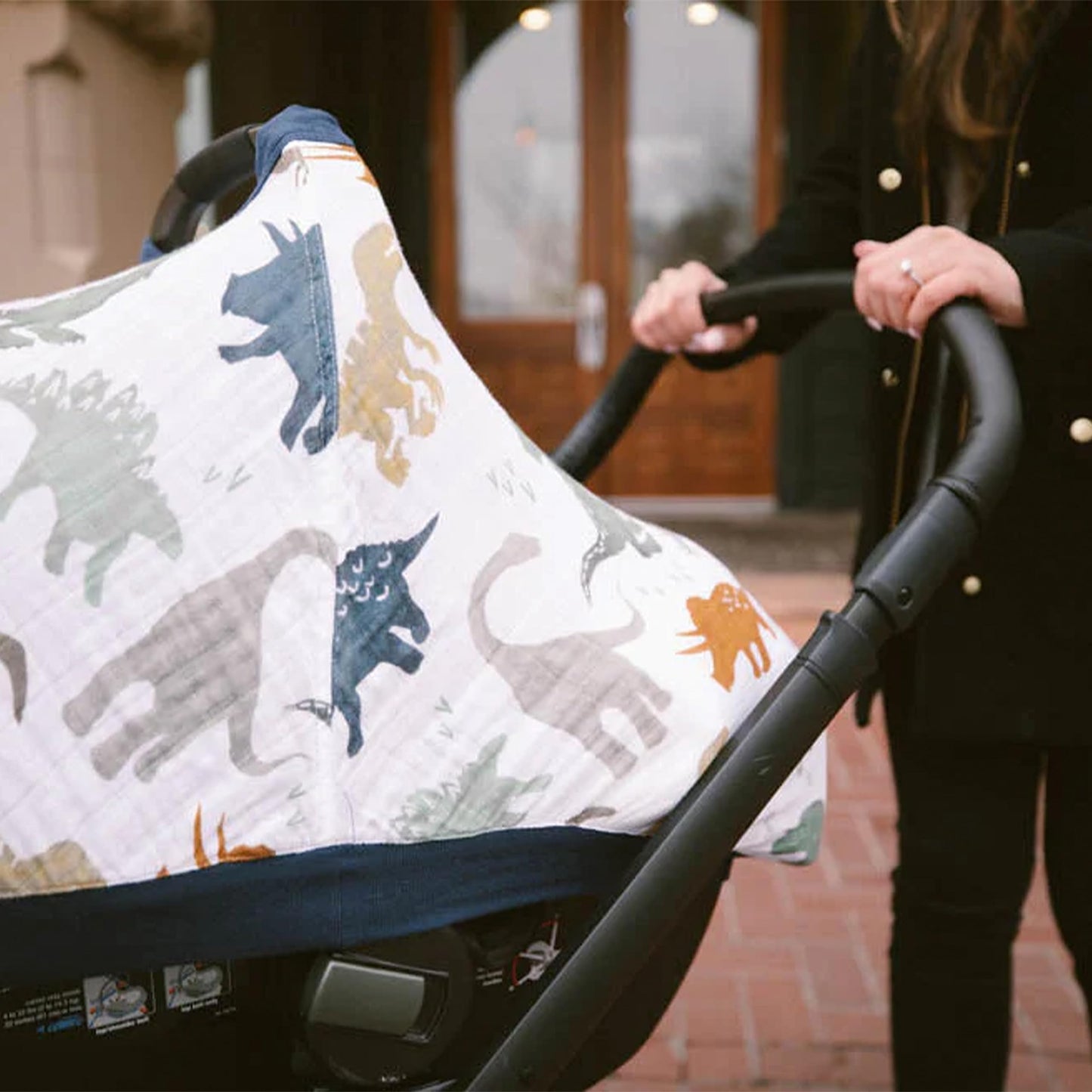 Little Unicorn Breathable Car Seat Canopy | Magnetic Closure Cover & Universal Fit | Protection & Privacy For Baby (Dino Friends