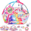 Battop Baby Gym Play Mat, 8-In-1 Tummy Time Activity Mat & Ball Pit With 6 Toys, Washable Sensory Playmat For Visual/Hearing/Mot