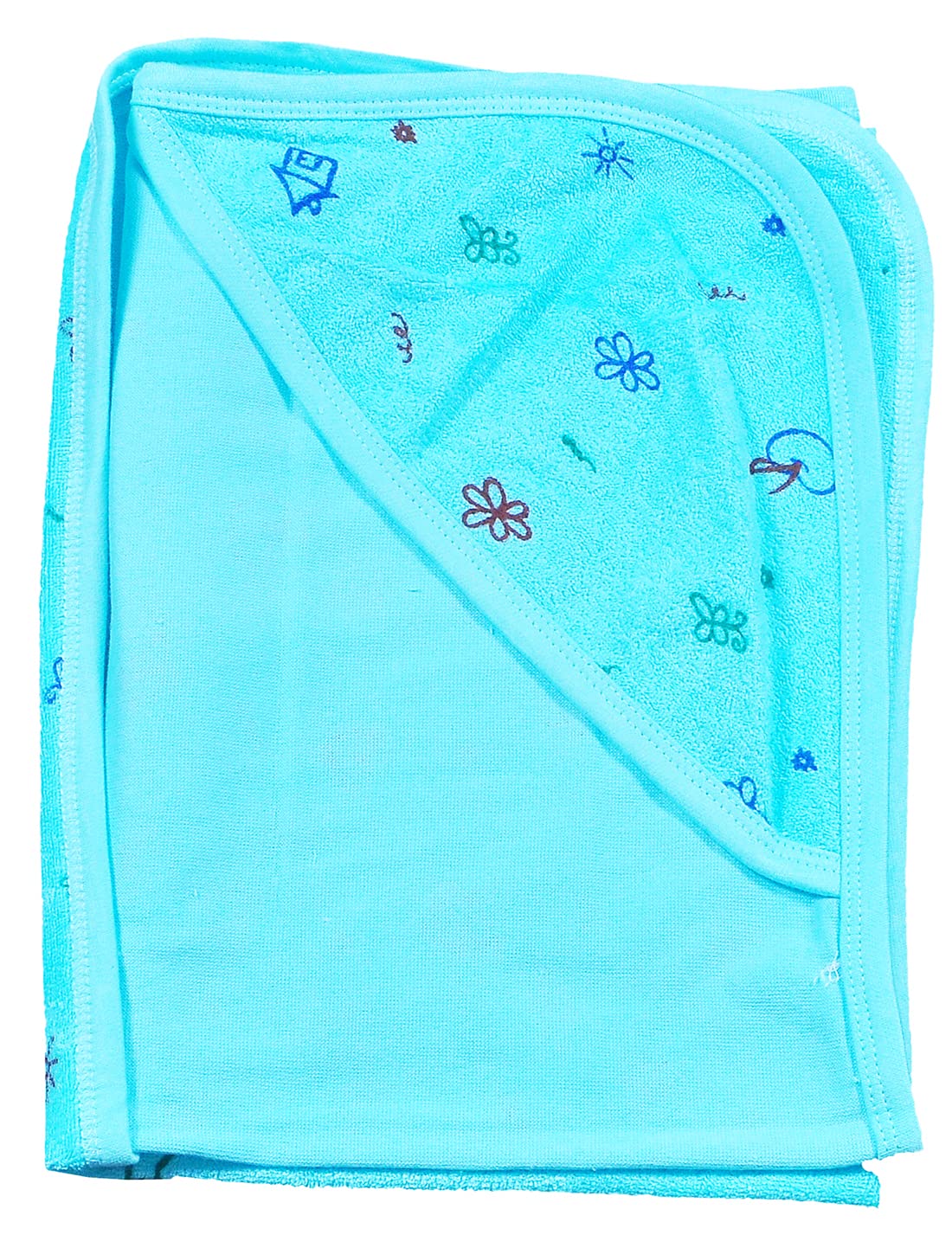 HAFEELA 100% Soft Cotton New Born Baby Hooded Terry Towels  Pack of 1 (Green)