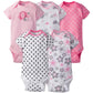 Gerber Baby Girls 5-Pack Short Sleeve Variety Onesies Bodysuits Elephants/Flowers 3-6 Months