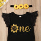 Ma&Baby Newborn Girls 1St Birthday Outfit Ruffled Floral One Romper Yellow Tutu Skirt Dress First Birthday Girl Outfit (Black+Ye