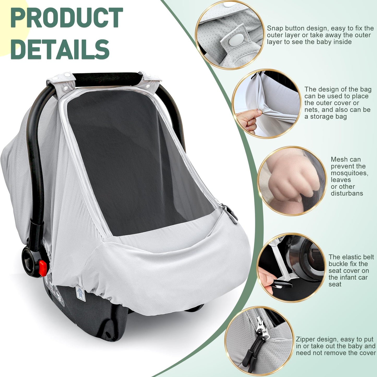 Baby Car Seat Cover,Sunproof Car Seat Canopy For Babies,Baby Boy Car Seat Cover, Baby Girl Car Seat Sun Shade Cover,Infant Carse