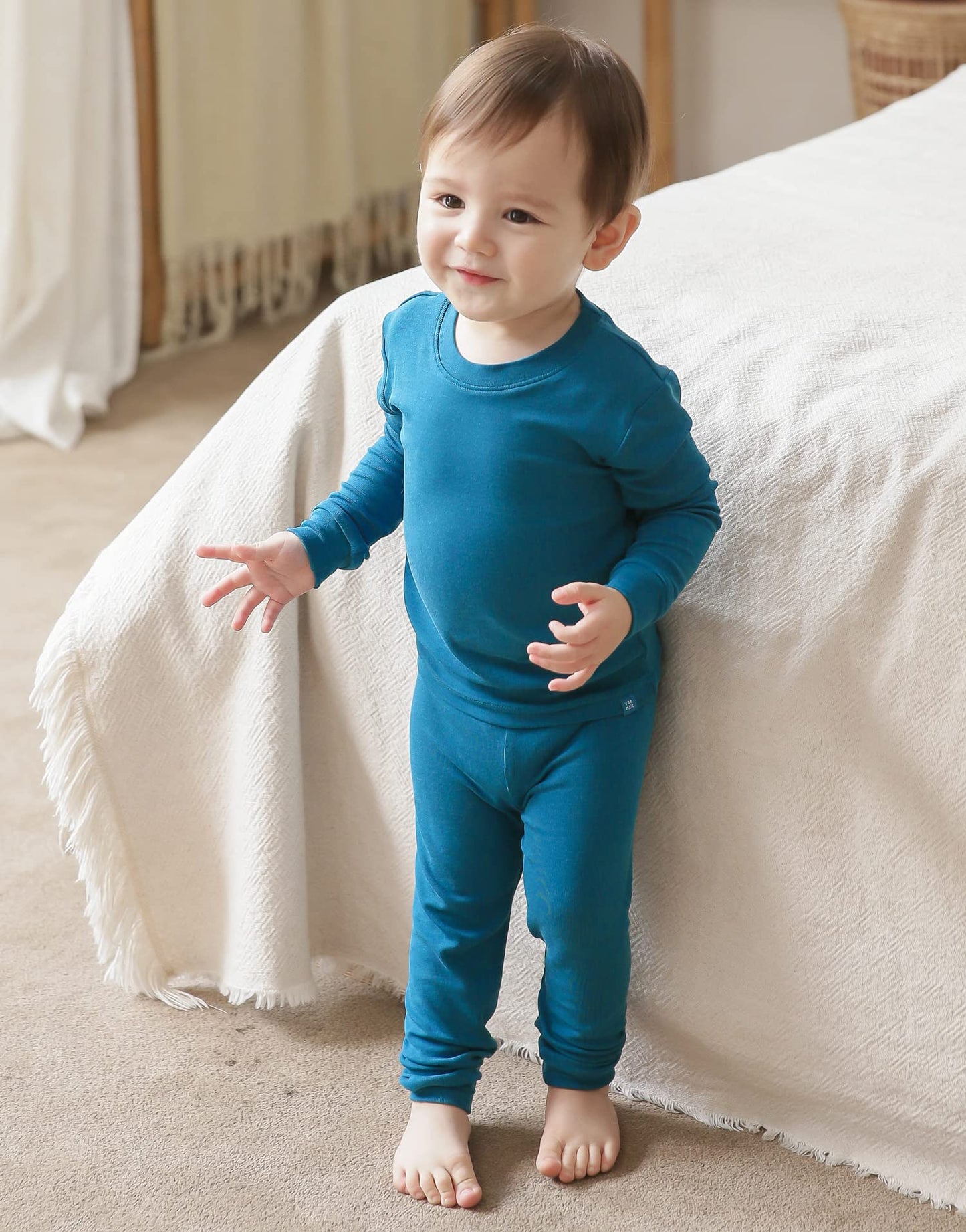 Vaenait Baby Kids Long Sleeve Sleepwear Pajamas 2Pcs Set Modal Peacockblue L