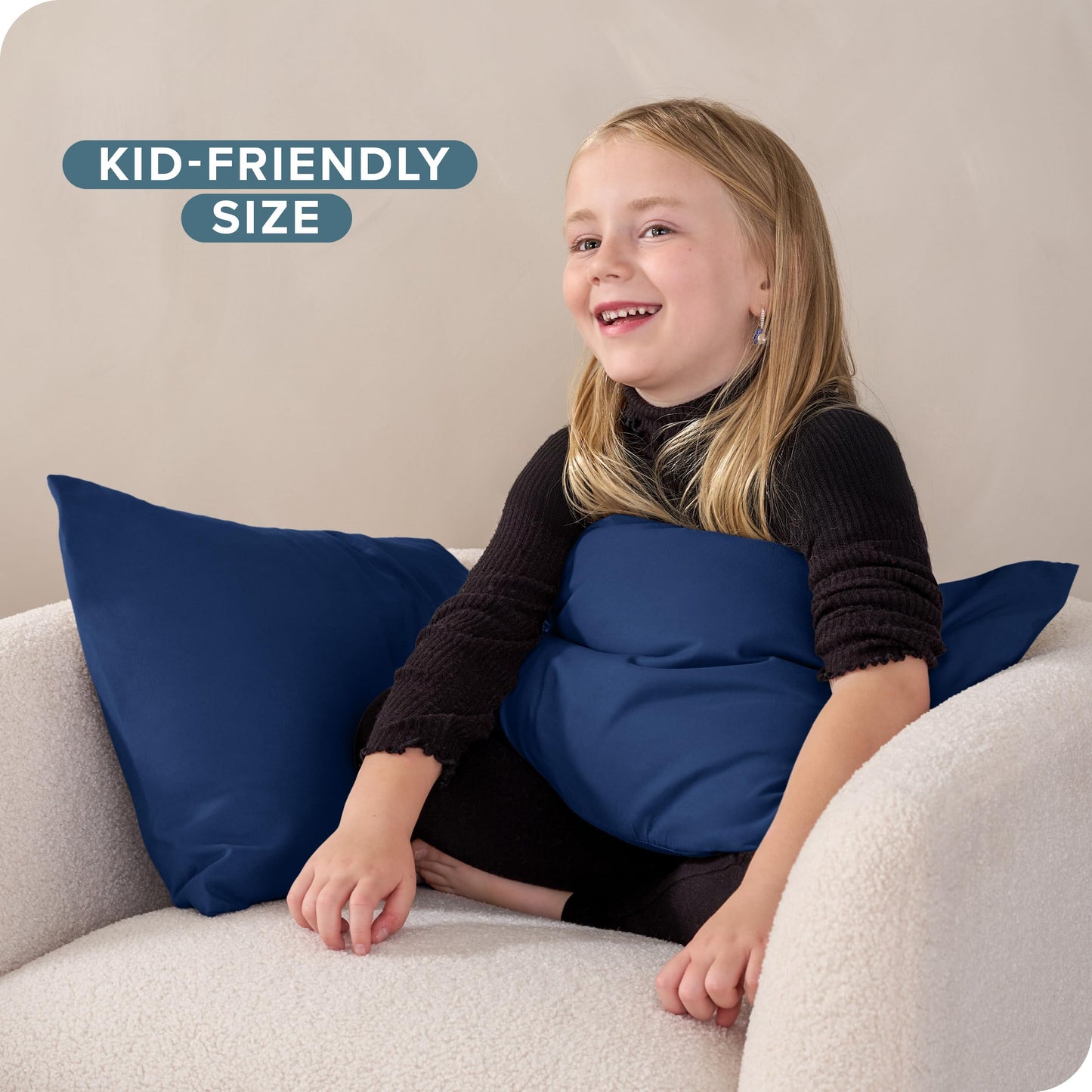 Bare Home Microfiber Pillow Cases - Toddler Size Set Of 2 Cooling Pillowcases Double Brushed Dark Blue Pack Easy Care (Toddler P
