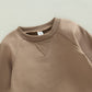 Toddler Baby Boy Clothes Set Solid Color Long Sleeve Crewneck Sweatshirt Top Casual Pants Set 2Pcs Fall Winter Outfits (Coffee B