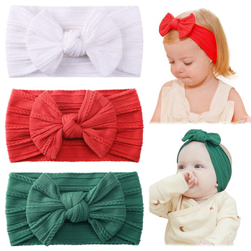 Jollybows Baby Girl Headband Bows Nylon Head Wraps Newborn Hairbands Infant Toddler Hair Bow (4- Red Green White- Merry Christma