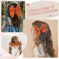 Deeka 4 Pcs Burnt Orange Cotton Linen Hair Bows 3 Styles 5' & 4' Handmade Hair Bow Set For Toddler Girls Alligator Hair Clips