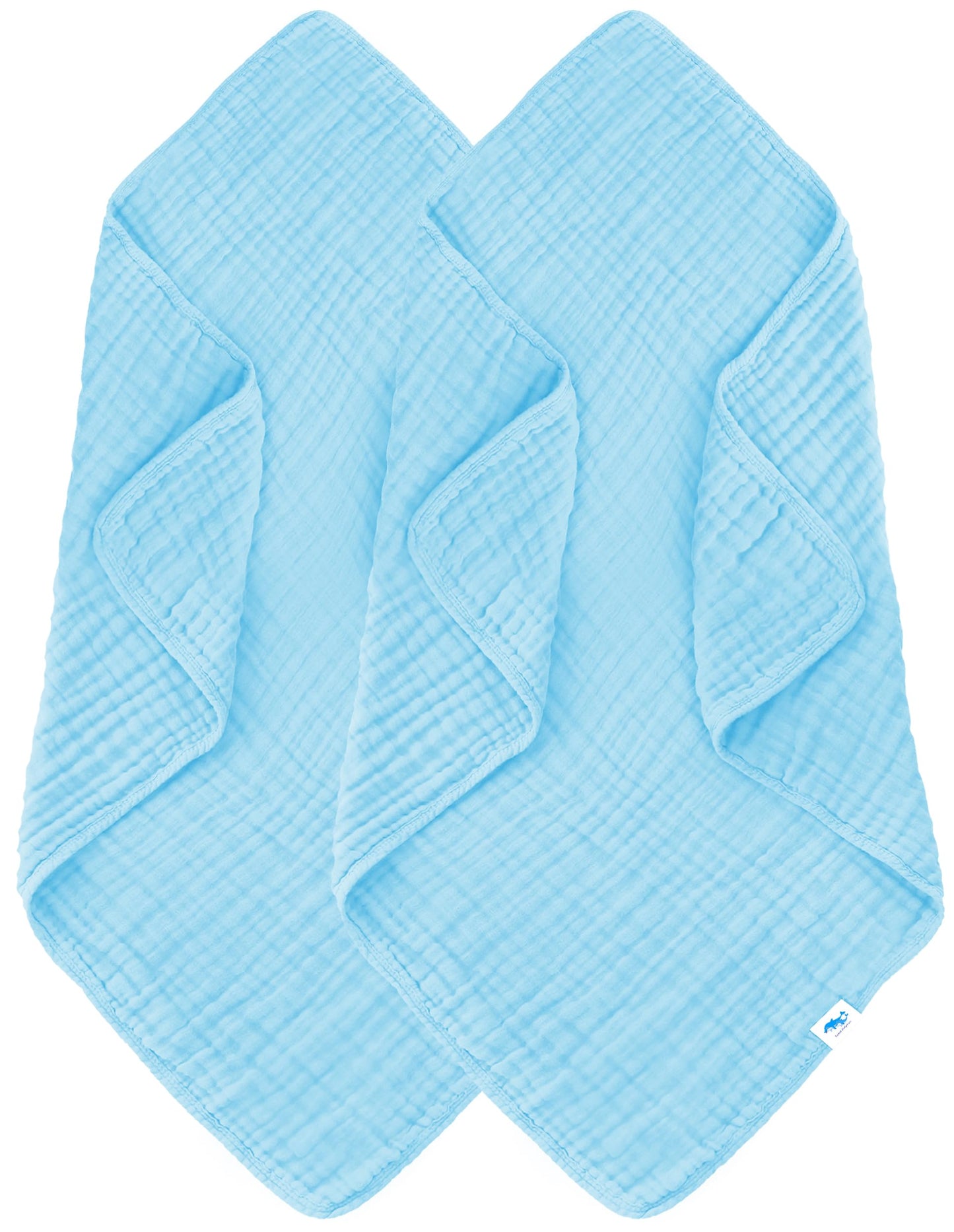 Sweet Dolphin Muslin Baby Bath Towels Blanket - 2 Pack 100% Cotton Towel For Babies, Infants, Toddlers - 40X40Inch - Highly Abso