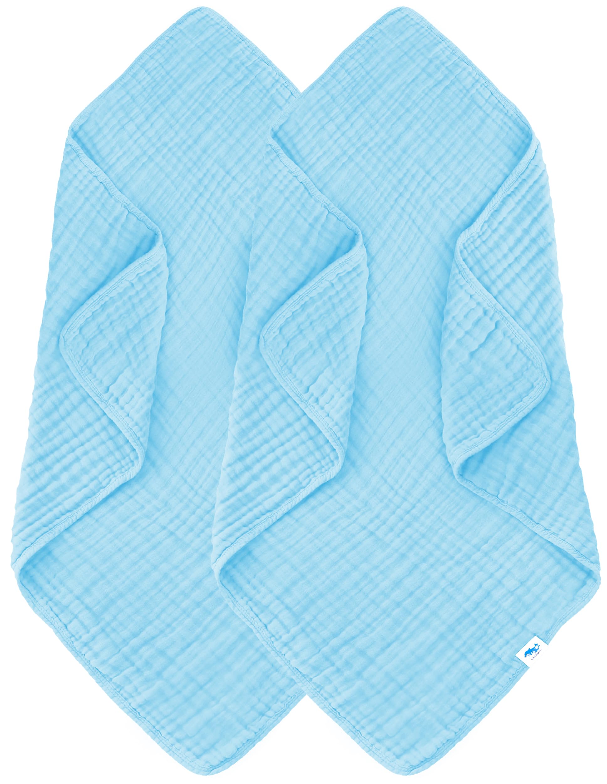 Sweet Dolphin Muslin Baby Bath Towels Blanket - 2 Pack 100% Cotton Towel For Babies, Infants, Toddlers - 40X40Inch - Highly Abso