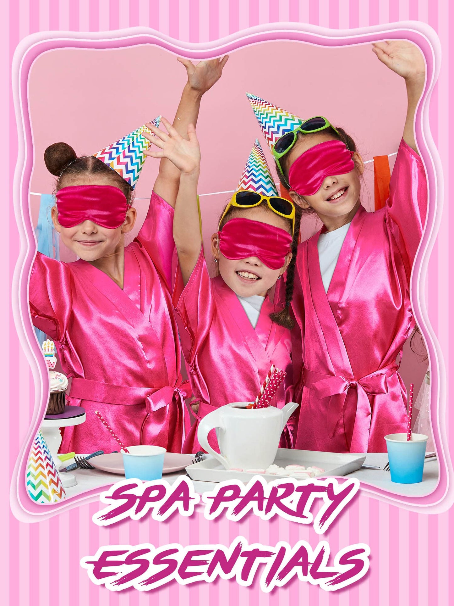 Sintuff 24 Pcs Sleepover Party Supplies For Girls 6 Spa Party Robes 6 Tote Bags 6 Headbands 6 Spa Masks(Size 10,Rose Red)