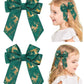 doboi 2 Pcs Christmas Hair Bows for Girls Handmade Toddler Bows with Alligator Clips 3.3 Inches Christmas bows Glitter Hair Acce