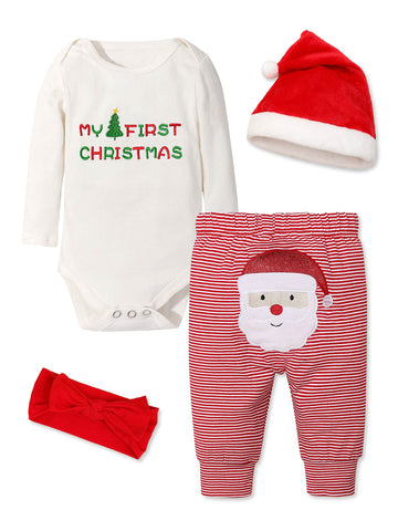 Abbence My First Christmas Baby Girl Boy Christmas Outfit,Baby 1St Christmas 4Pcs 6-9 Months