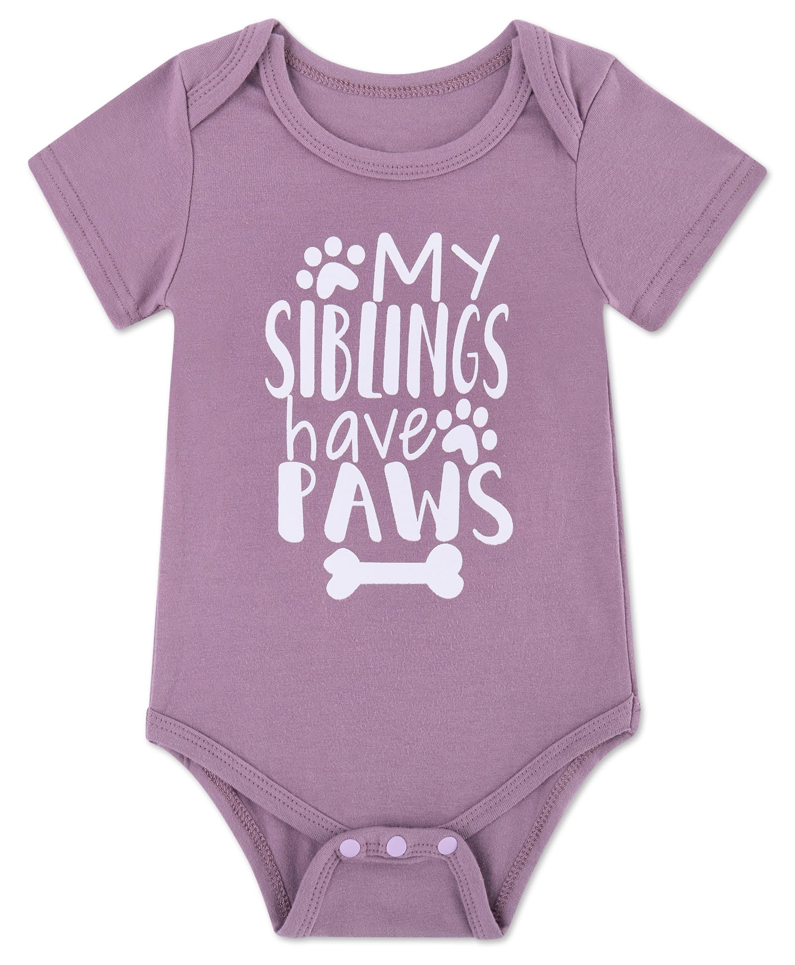 Funnycokid Baby My Siblings Have Paws Purple Onsies 0-3 Months Bodysuit Mauve Unisex Baby Clothes Cute Gender Neutral Baby Gift