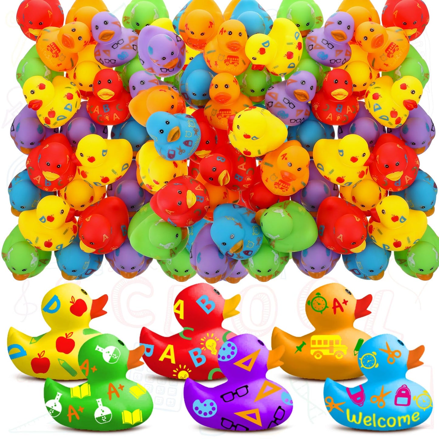 Lenwen 48 Pcs Thanksgiving Rubber Ducks 2 Themed Rubber Ducks Bulk Party Gifts for Birthday Baby Showers Accessories Halloween T