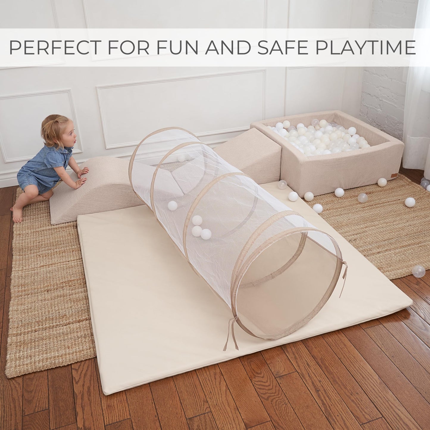 Fun Climbing Toy Set For Toddlers Aged 1-3 - Incl. Crawl Through Tunnel, Large Ball Pit & Climbing Blocks For Unlimited Indoor F