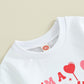 Iddolaka Toddler Baby Girls Valentines Day Outfits Long Sleeve Letter Sweatshirt Shirt Heart Flared Pants Spring Clothes (F-Whit