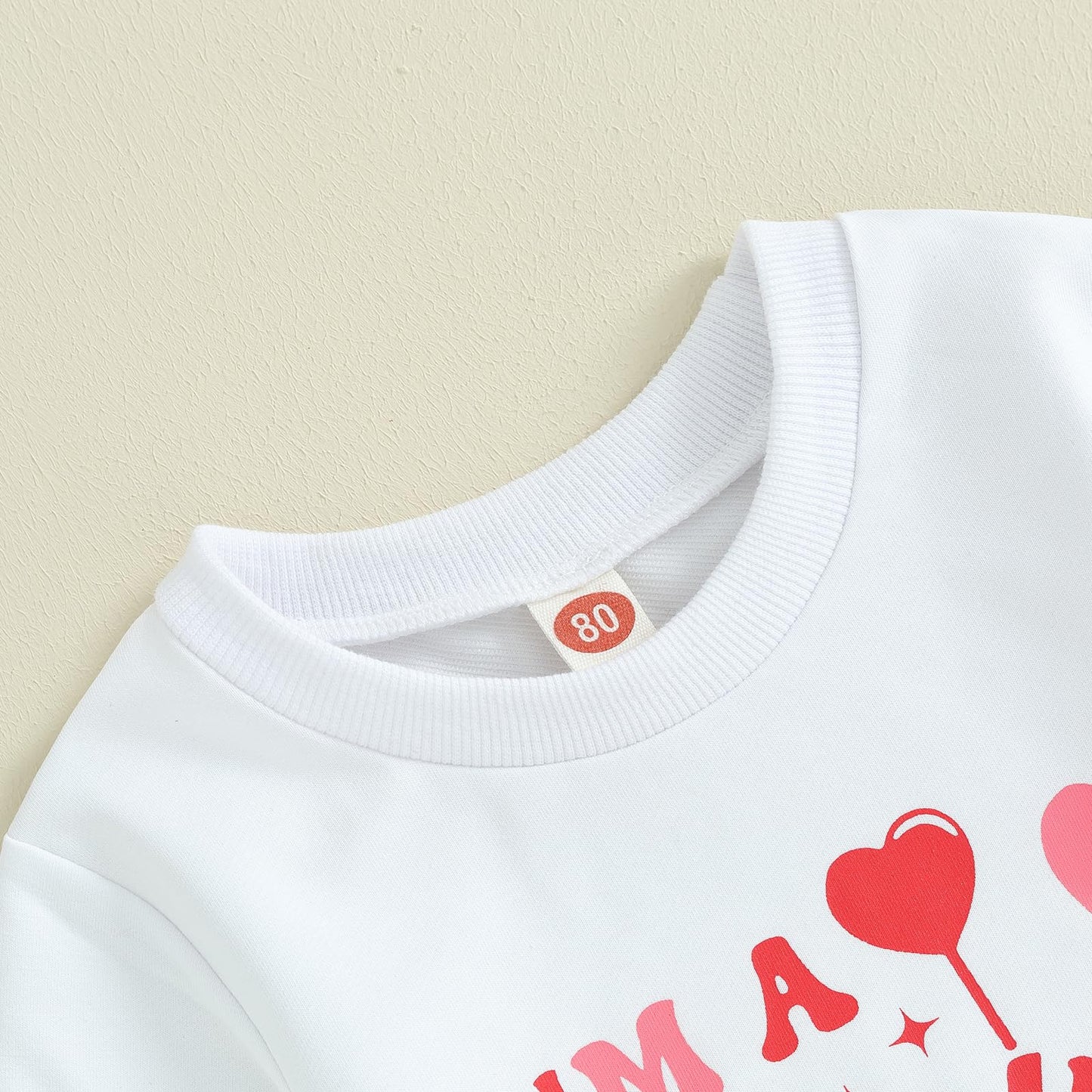 Iddolaka Toddler Baby Girls Valentines Day Outfits Long Sleeve Letter Sweatshirt Shirt Heart Flared Pants Spring Clothes (F-Whit