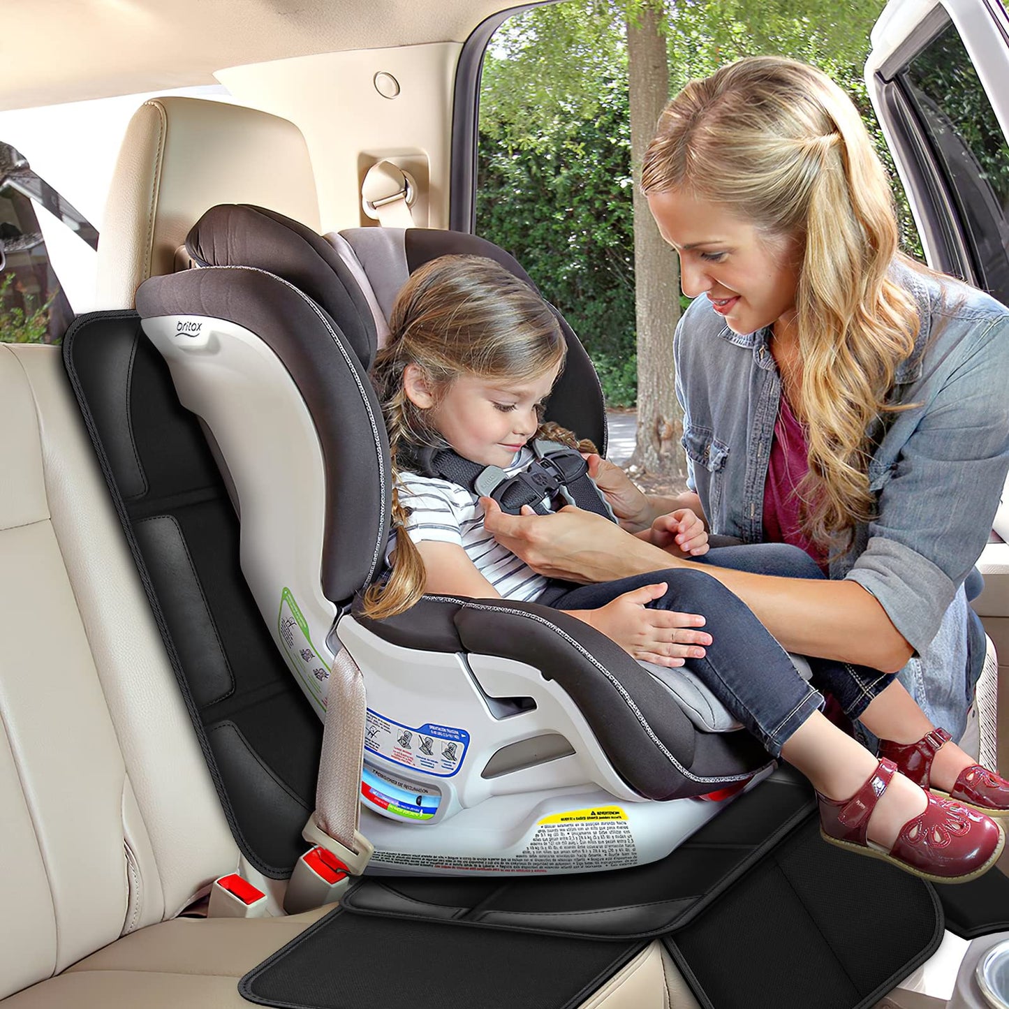 Spotmart Car Seat Protector Covers For Child Carseat Mat 600D Fabric Waterproof Non Slip Thickest Padding With Storage Pockets L