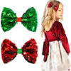 Yxiang Christmas 5 Inches Sparkle Glitter Hair Bows Clips for Girls, Big Reversible Sequins Shining Handmade Hair Accessories fo