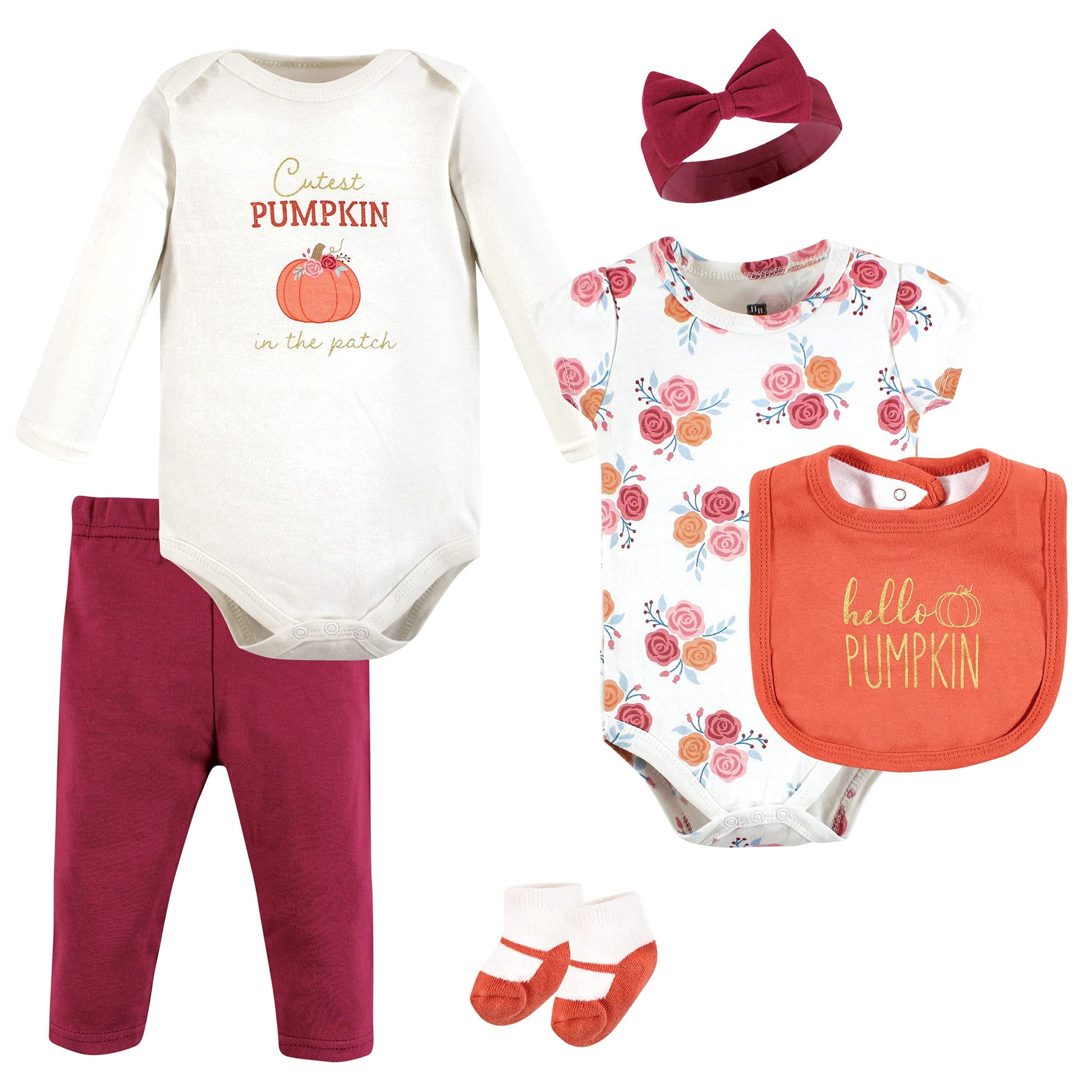 Hudson Baby Baby Cotton Layette Set, Hello Pumpkin, 9-12 Months