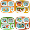 4E'S Novelty Fall Thanksgiving Dinnerware Divided Plates For Kids Melamine Plastic - Set Of 4 Thanksgiving Themed Dishes Plates,