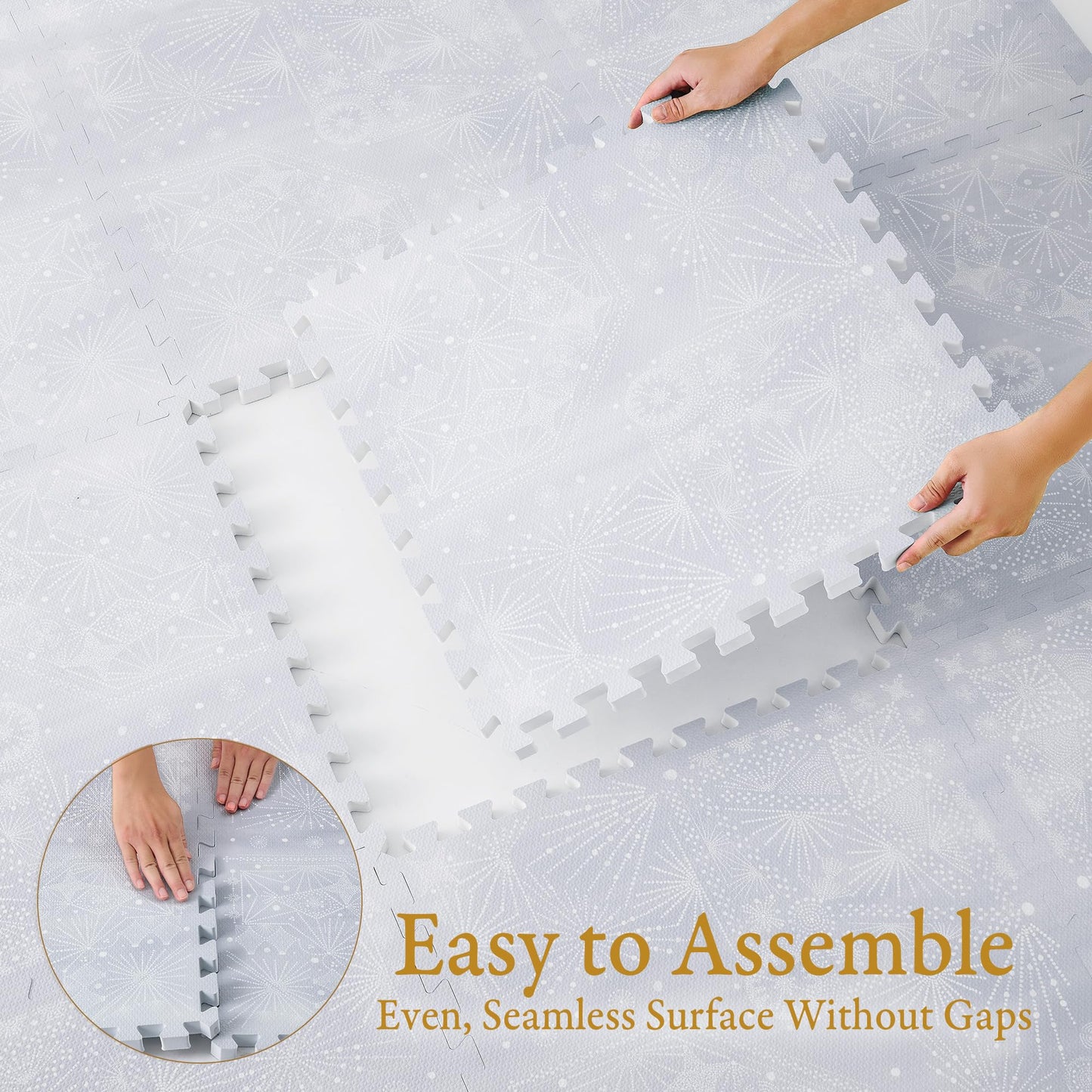 Popsykosy Premium Exercise & Baby Foam Play Mats - Stylish & Large Non-Toxic Odorless Floor Mat - 6 Tiles - Spacious 6Ft X 4Ft -