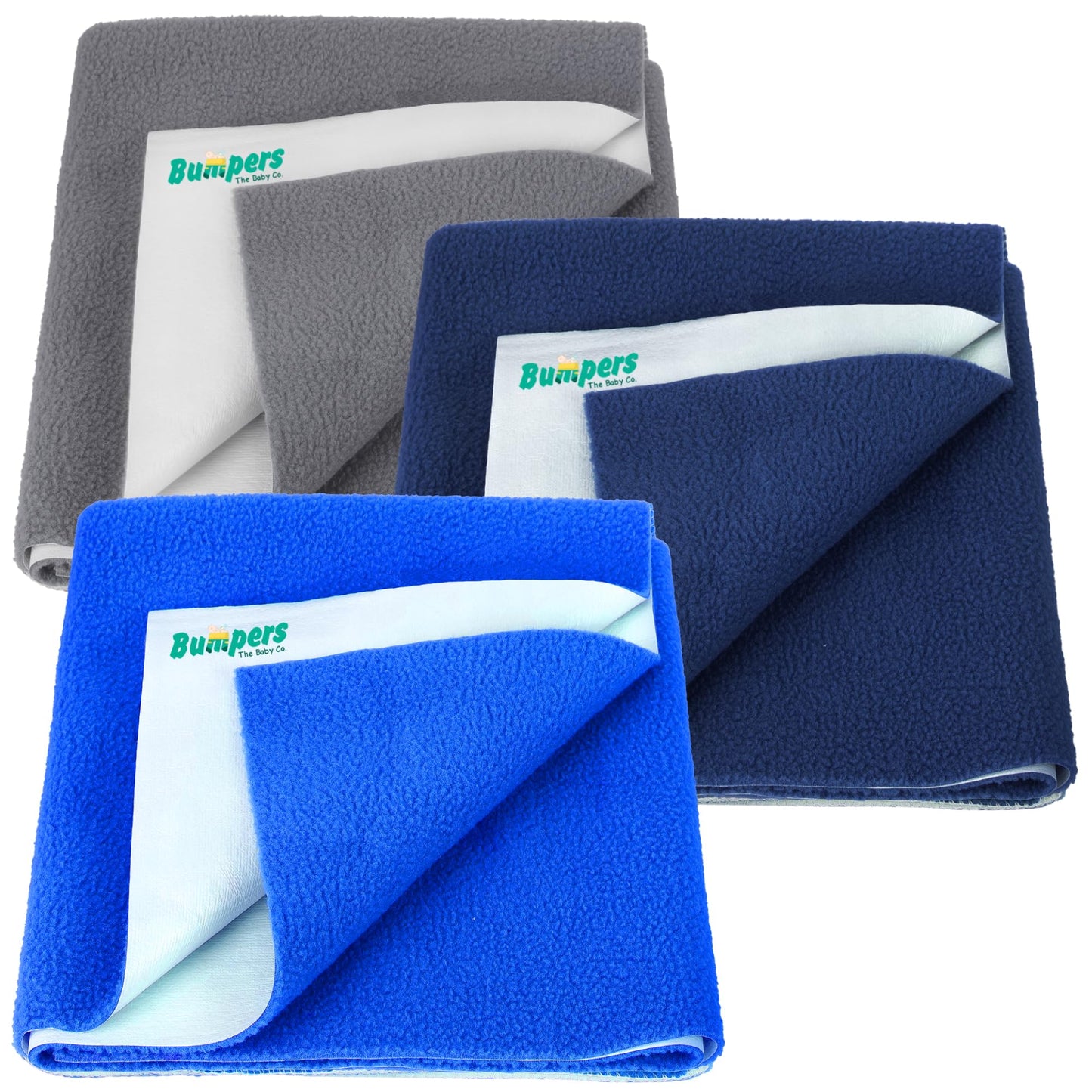 Bumpers AntiPiling Quick Dry & Absorbent Sheet Polycotton Baby Bed Protecting Waterproof Mat (Royal Blue, Dark Blue, Grey, Smal