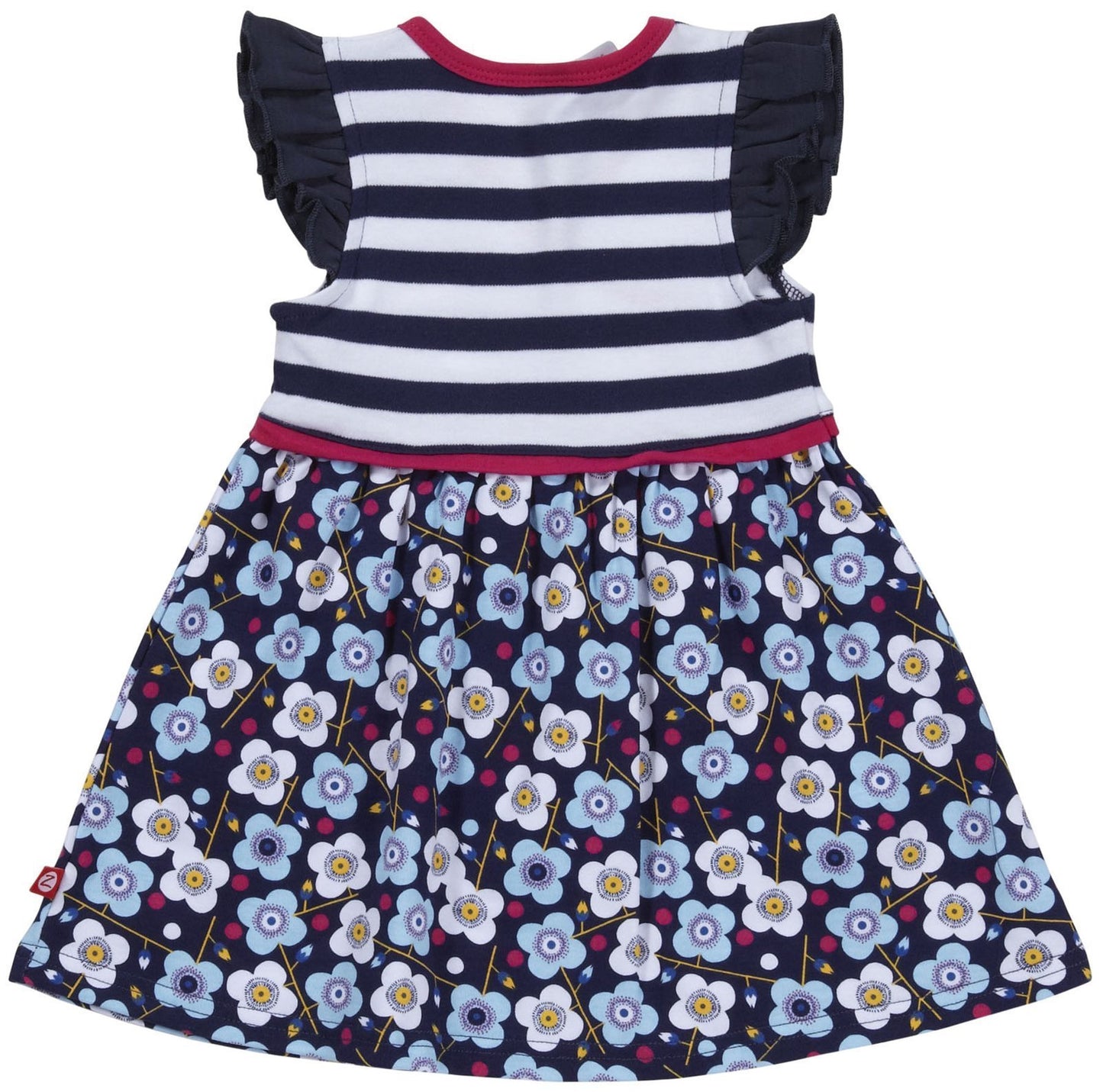 Zutano Blaue Blumen Surplice Dress (Baby) - Navy-3 Months