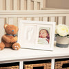 Nuby Baby Keepsake Classic White Wooden Wall Decor Frame That Holds One 3.5 X 5' Photo & 1 Clay Print Kit For Newborn Girls & B