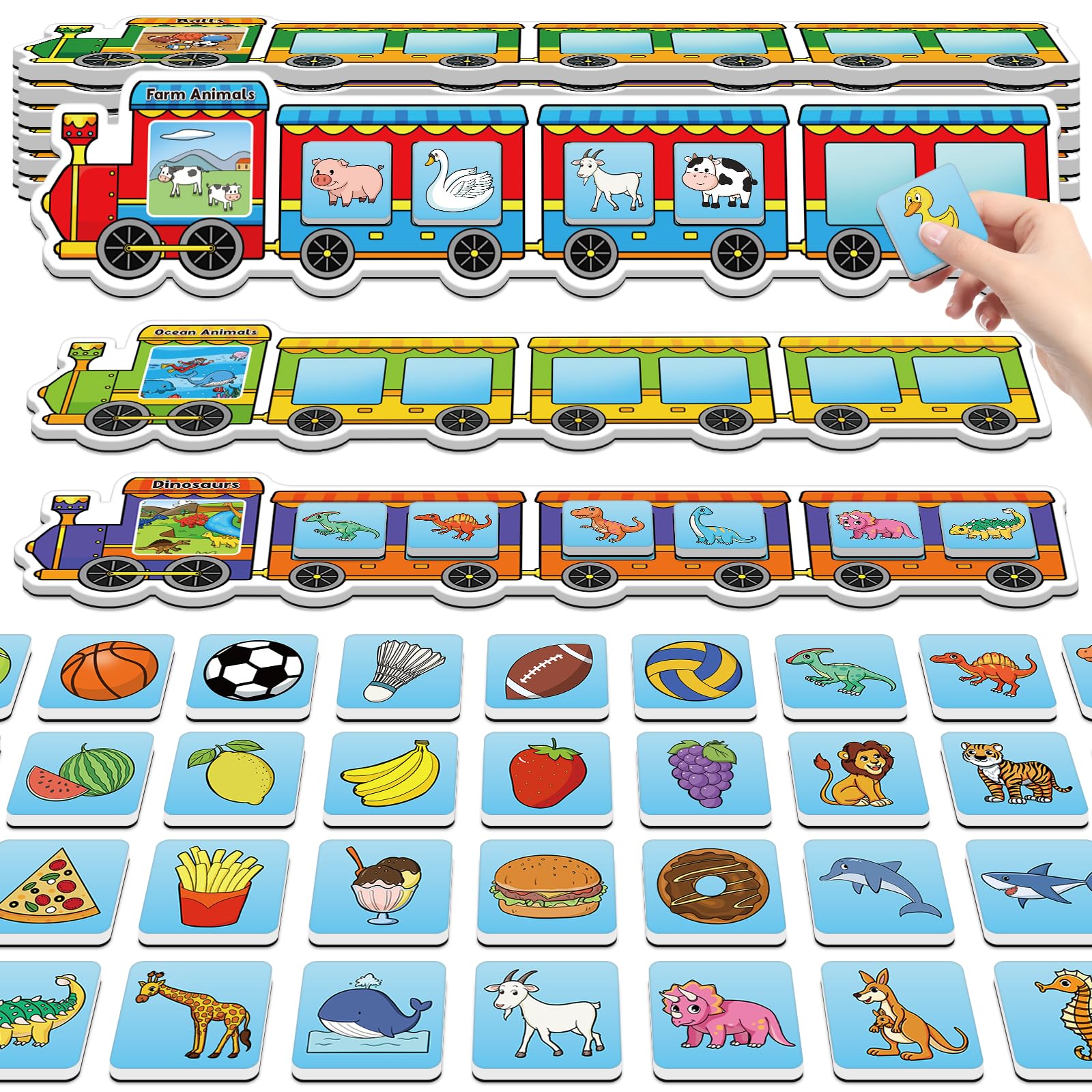 Quilinz Magnetic Sorting Toys,Animal&Vegetable&Fruit&Food&Ball Fridge Magnets for Kids,Recognition Games,Toddler Magnets for Ref