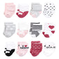 Hudson Baby Baby Girls Cotton Rich Newborn And Terry Socks, Mom Dad Girl Pink Black 12-Pack, 0-6 Months Us