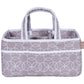 Dove Gray Chevron Storage Caddy - Chevron Print Body, Handles And Lining, Gray And White Trim, Gray And White, Two Handles, 12 I