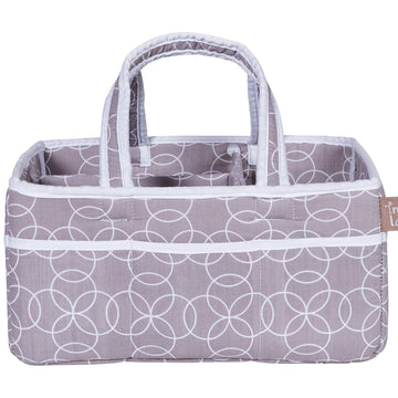 Dove Gray Chevron Storage Caddy - Chevron Print Body, Handles And Lining, Gray And White Trim, Gray And White, Two Handles, 12 I