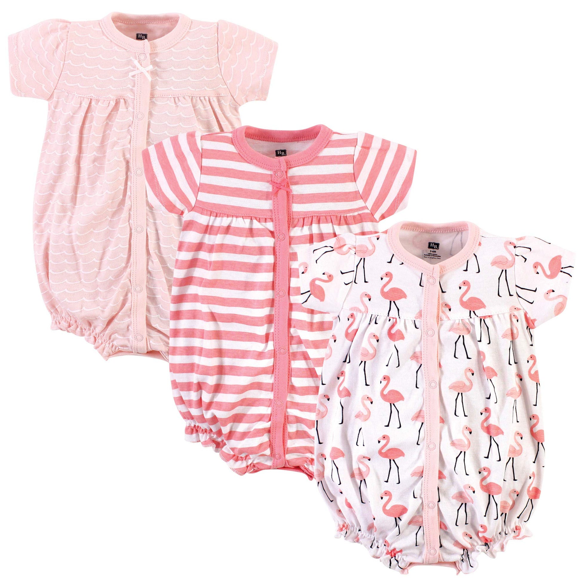 Hudson Baby Unisex Cotton Rompers, Coral Flamingo, 18-24 Months