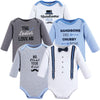 Hudson Baby Baby Girls Cotton Long-Sleeve Bodysuits T Shirt Set, Handsome Fella, 3-6 Months Us