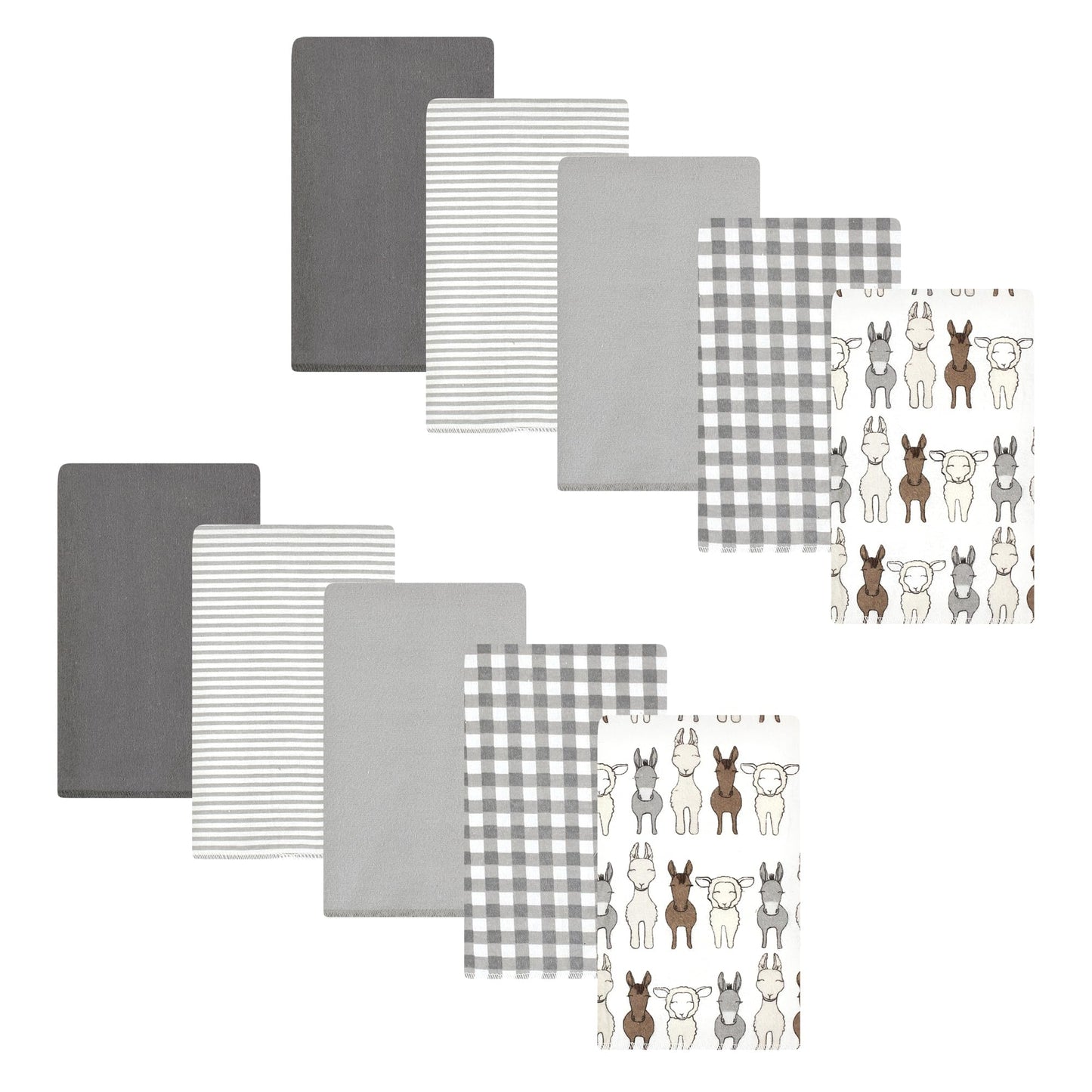 Hudson Baby Unisex Baby Cotton Flannel Burp Cloths, Farm Friends Cream 10-Pack, One Size