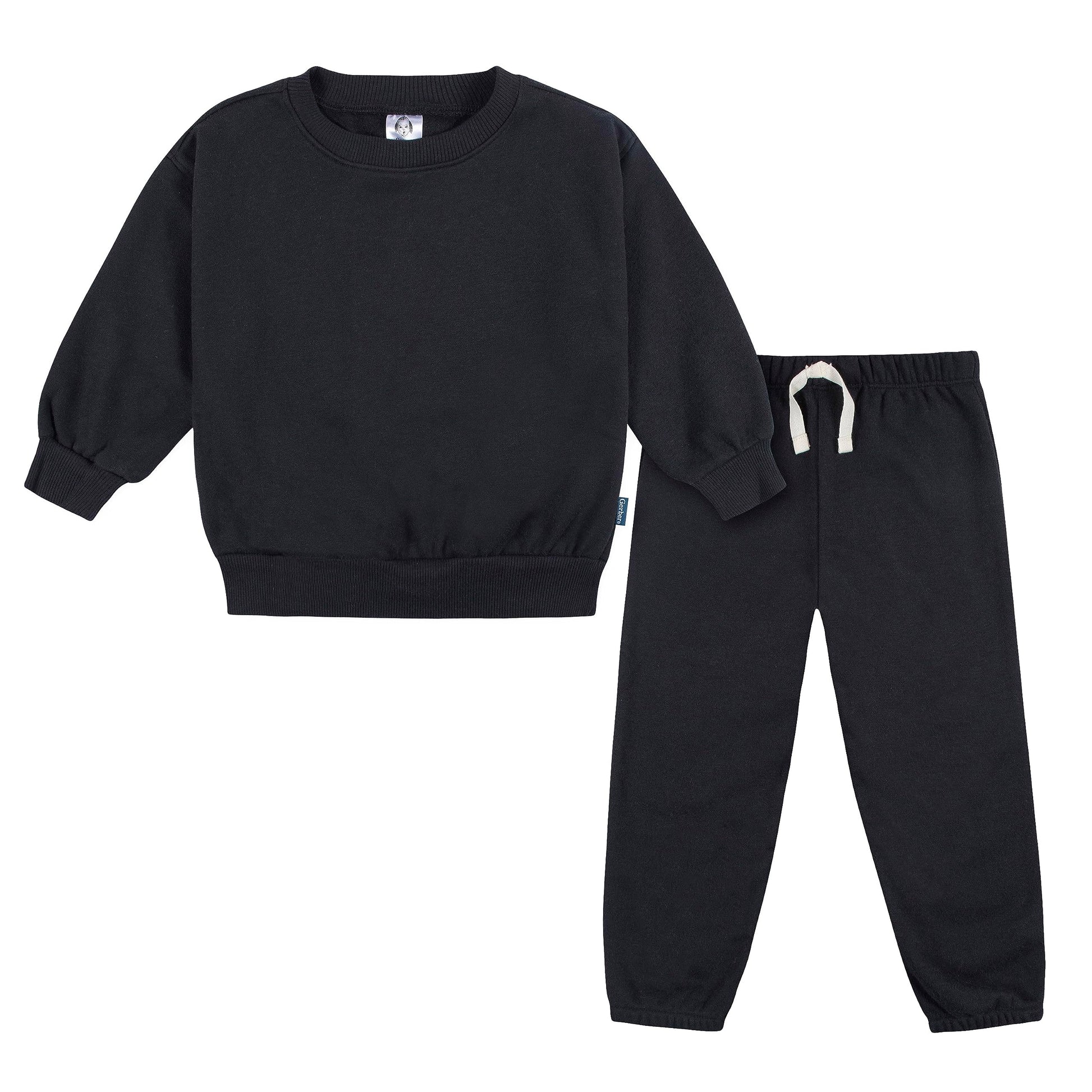 Gerber Baby Boys Toddler 2-Piece Fleece Sweatshirt And Jogger Set, Black Solid, 4T